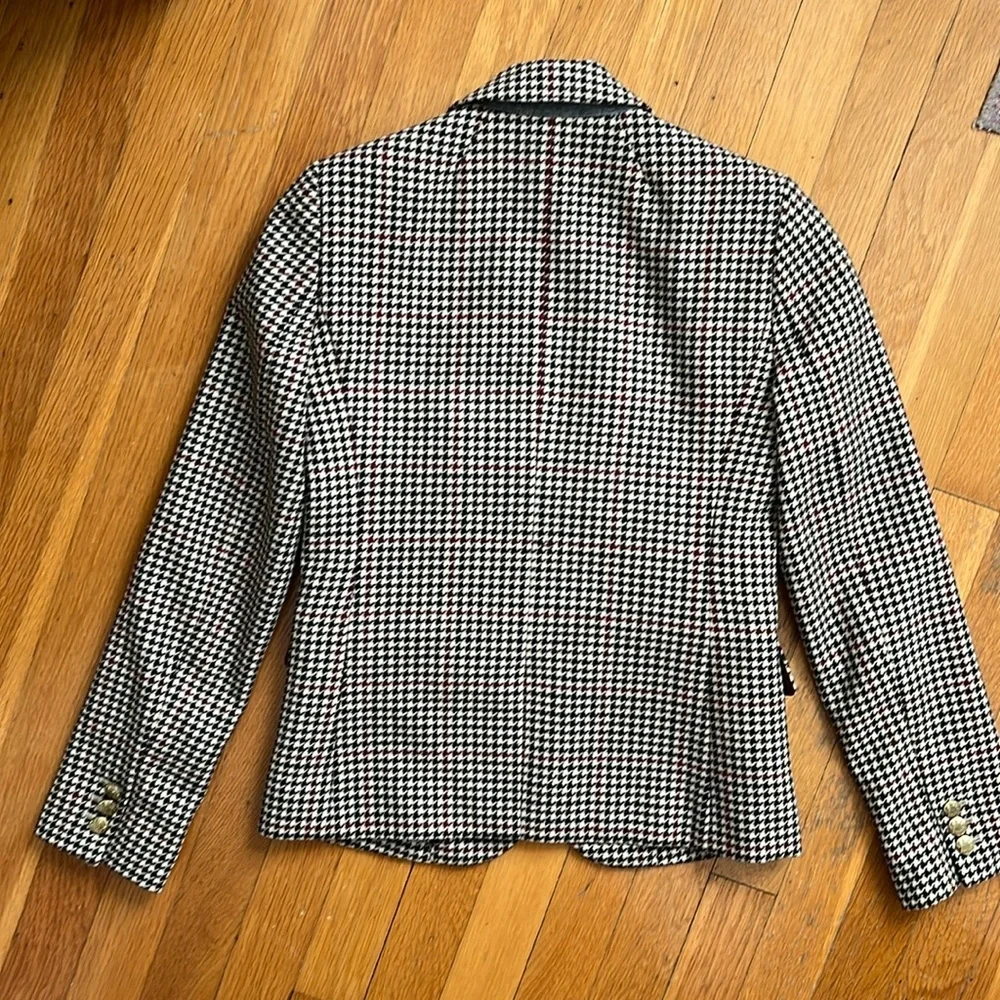 J.Crew Fitted Herringbone Plaid Two Button Wool Blend Blazer Jacket Size 00 - Picture 12 of 15